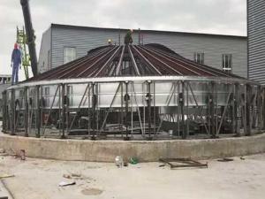 南通邦順建材有限公司13米乘22米鋼板倉倉頂制造現(xiàn)場(chǎng)